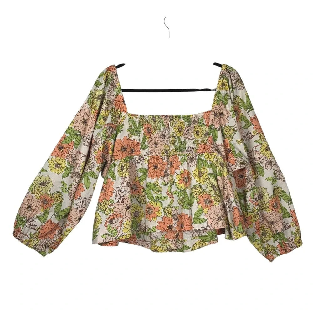 NEW J. Crew Womens Squareneck Tie Front Blouse Top in Zinnia Floral Size 24